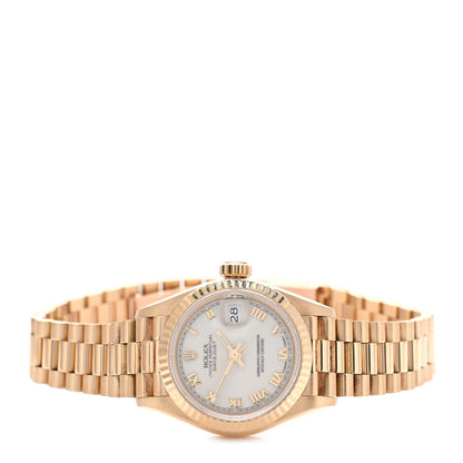 Rolex 18K Yellow Gold 26mm Datejust President Watch White Roman 69178 3 of 5