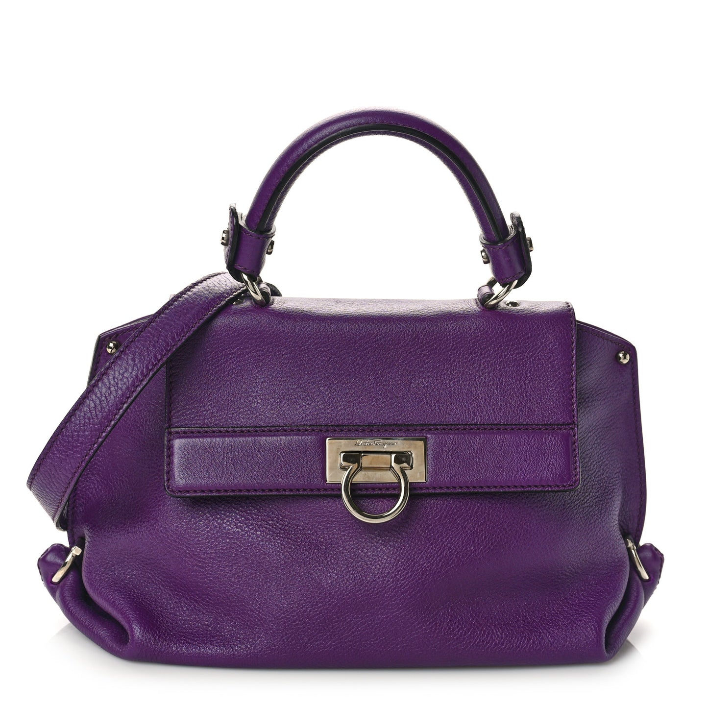 Grained Calfskin Sofia Satchel Mirtillo