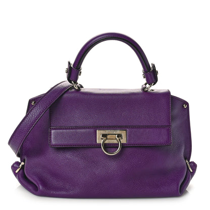 Salvatore Ferragamo Grained Calfskin Sofia Satchel Mirtillo 1 of 8