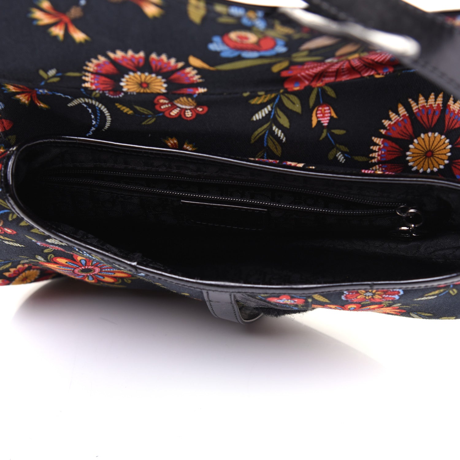 Christian Dior Canvas Floral Saddle Bag Black 5 of 16