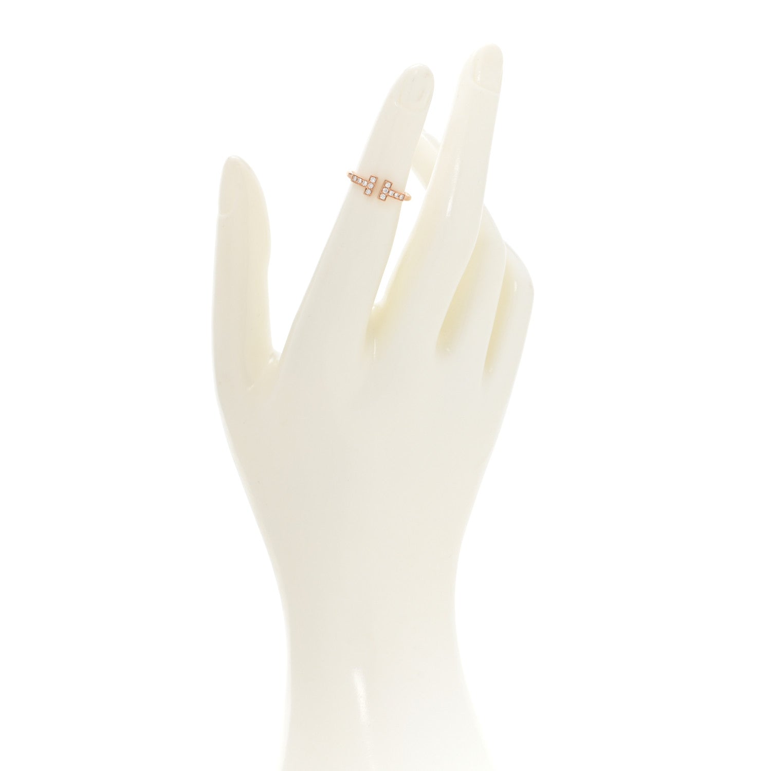 Tiffany 18K Rose Gold Diamond T Wire Ring 47 4 2 of 4
