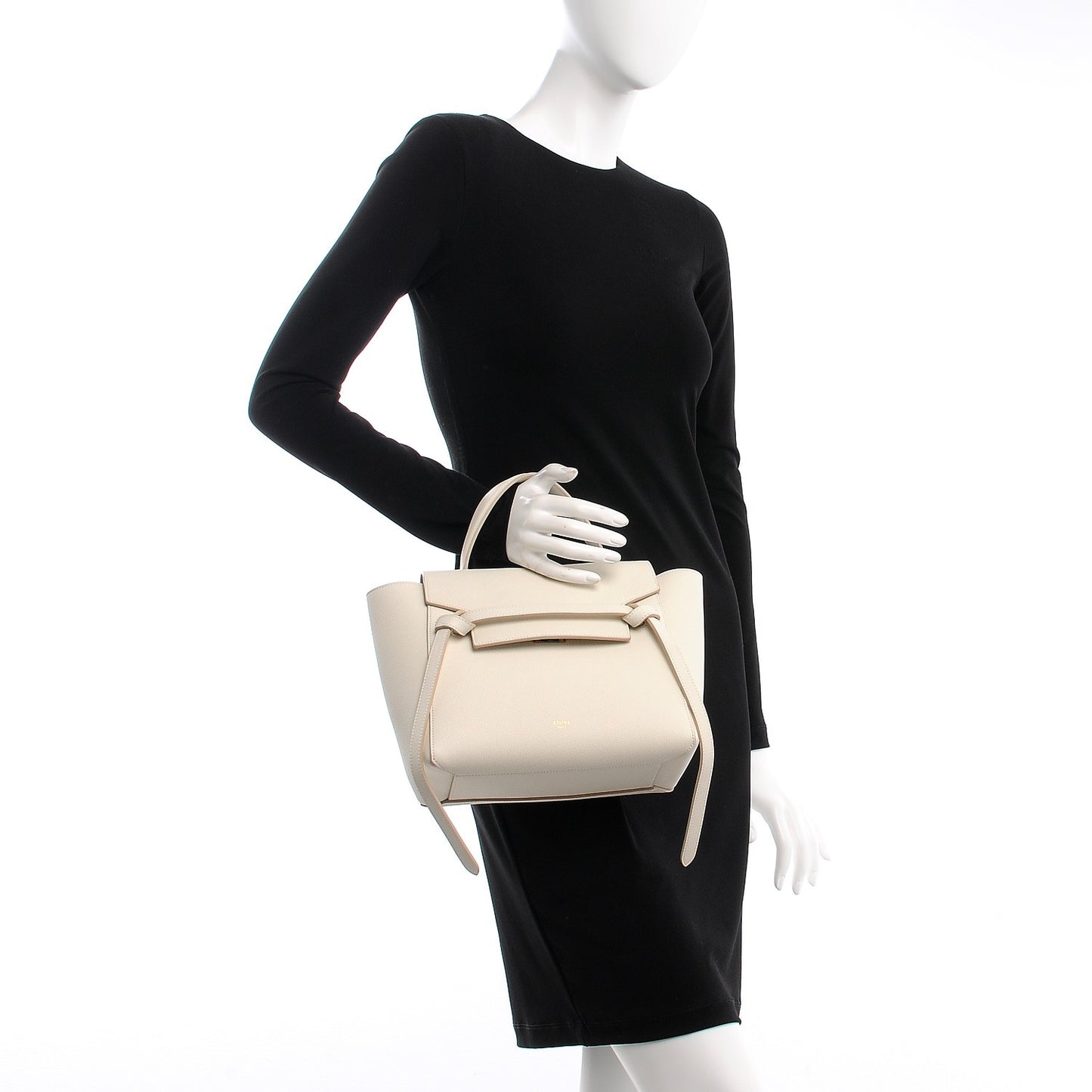 Grained Calfskin Micro Belt Bag White