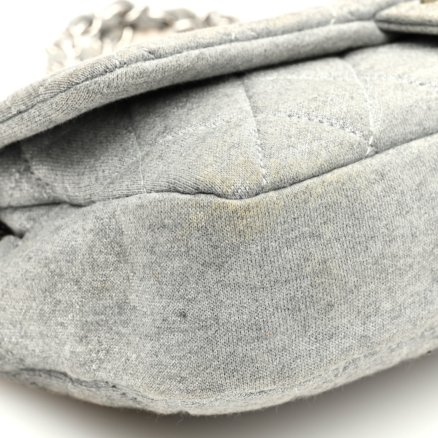 Metallic Jersey Quilted Medium Single Flap Grey