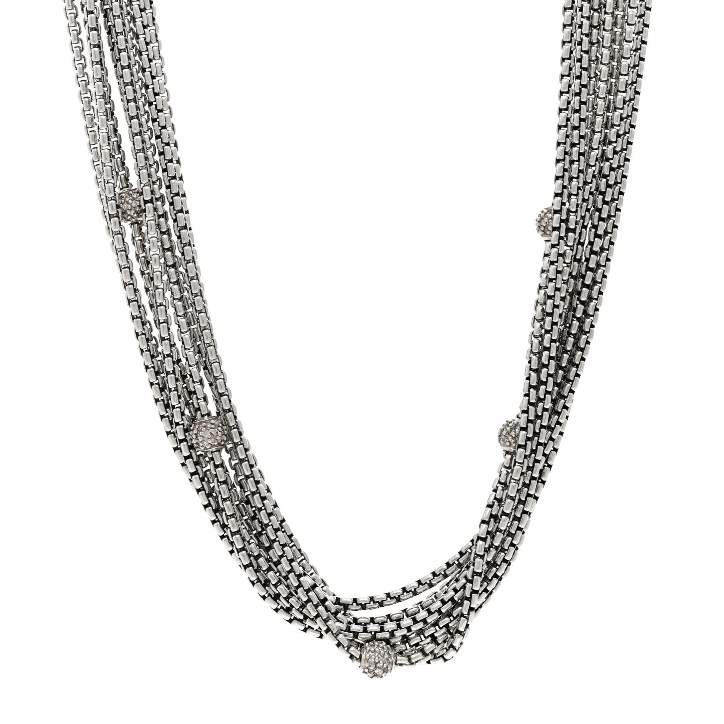 DAVID YURMAN Sterling Silver 18K Yellow Gold Diamond Eight Strand Pave Station Necklace