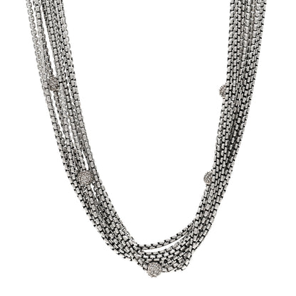 David Yurman DAVID YURMAN Sterling Silver 18K Yellow Gold Diamond Eight Strand Pave Station Necklace 1 of 4