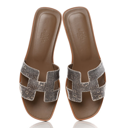 Hermes Lizard Oran Sandals 37 Ombre 5 of 10