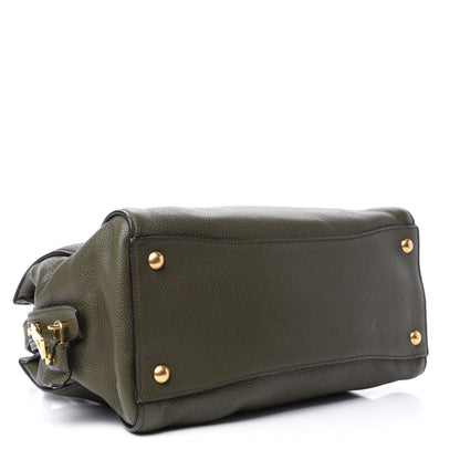 Prada Vitello Daino Tote Militare 4 of 9