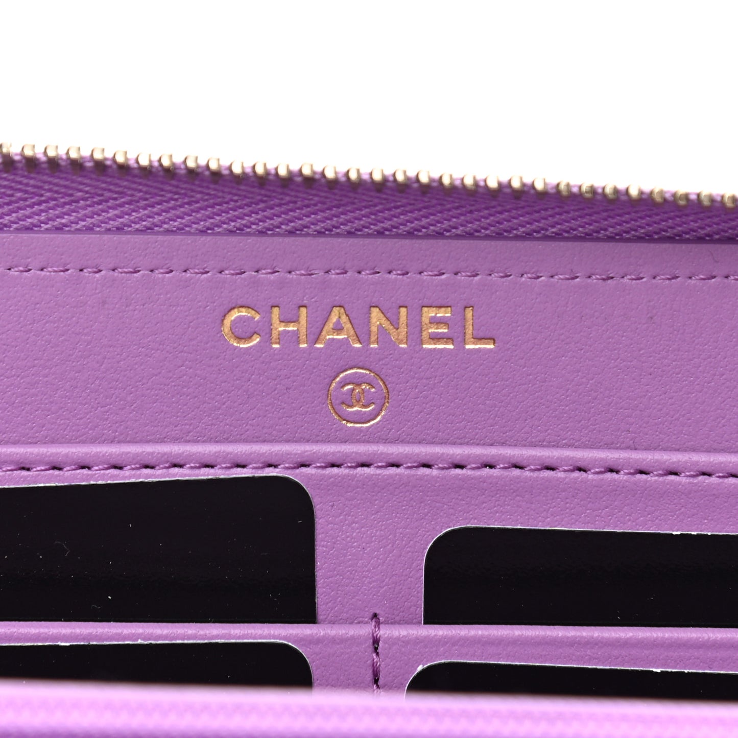 Caviar Quilted Large Gusset Zip Around Wallet Purple