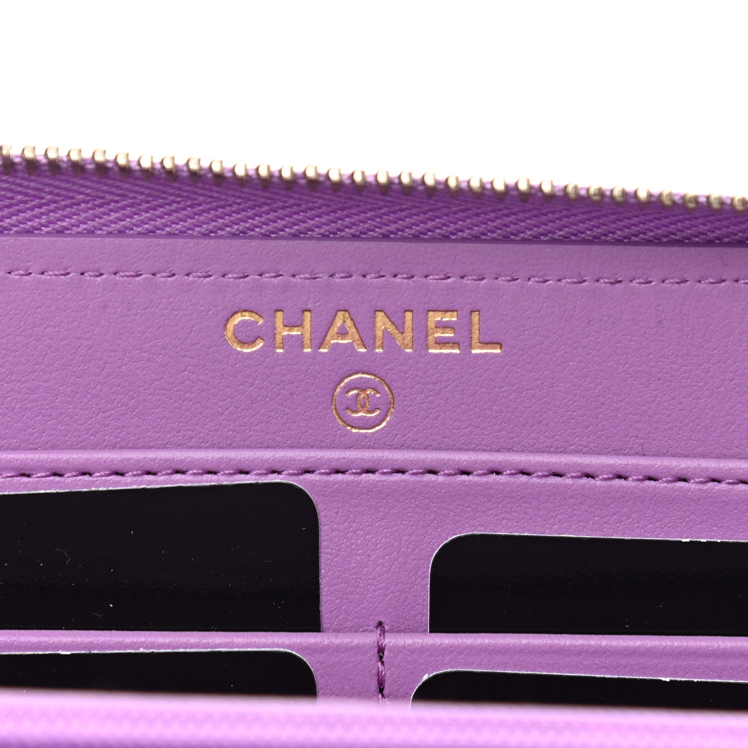 Chanel Caviar Quilted Large Gusset Zip Around Wallet Purple 6 of 9