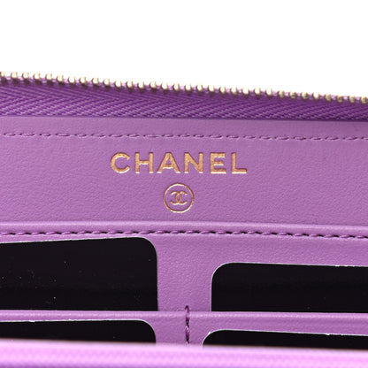 Chanel Caviar Quilted Large Gusset Zip Around Wallet Purple 6 of 9