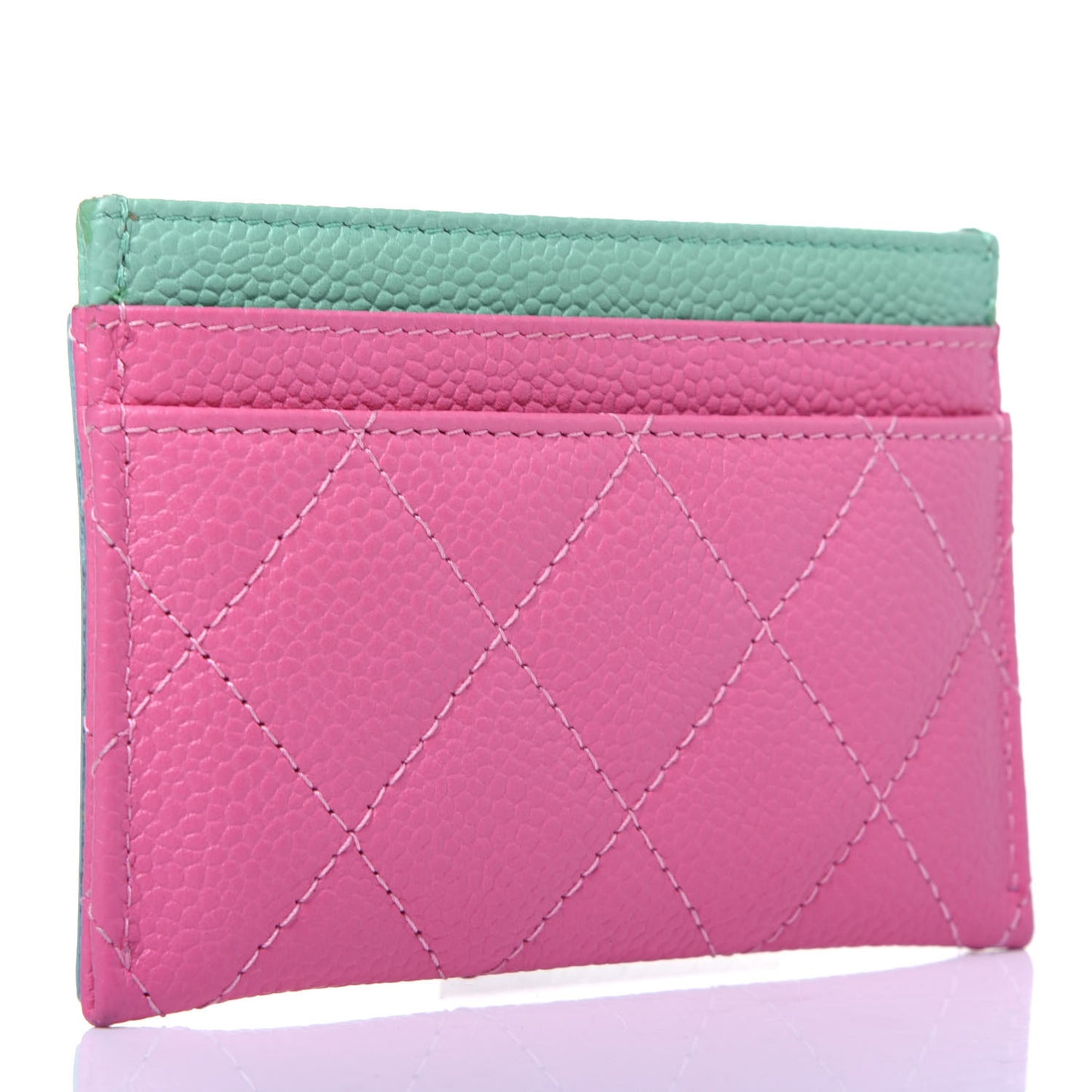 Caviar Quilted CC Filigree Card Holder Pink Blue Green