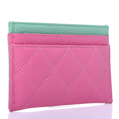 Chanel Caviar Quilted CC Filigree Card Holder Pink Blue Green 3 of 11