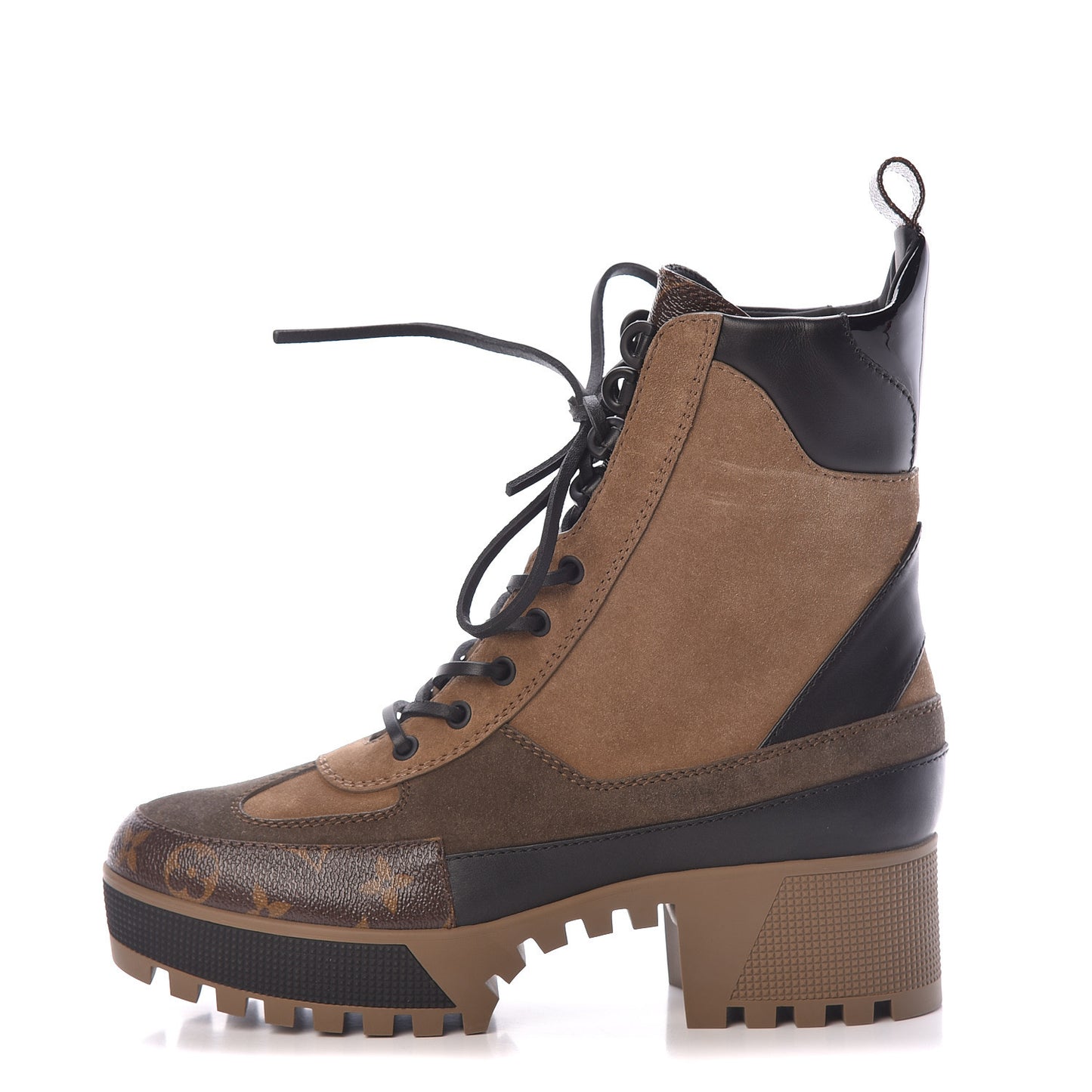 Suede Calfskin Monogram Laureate Platform Desert Boots 41 Taupe