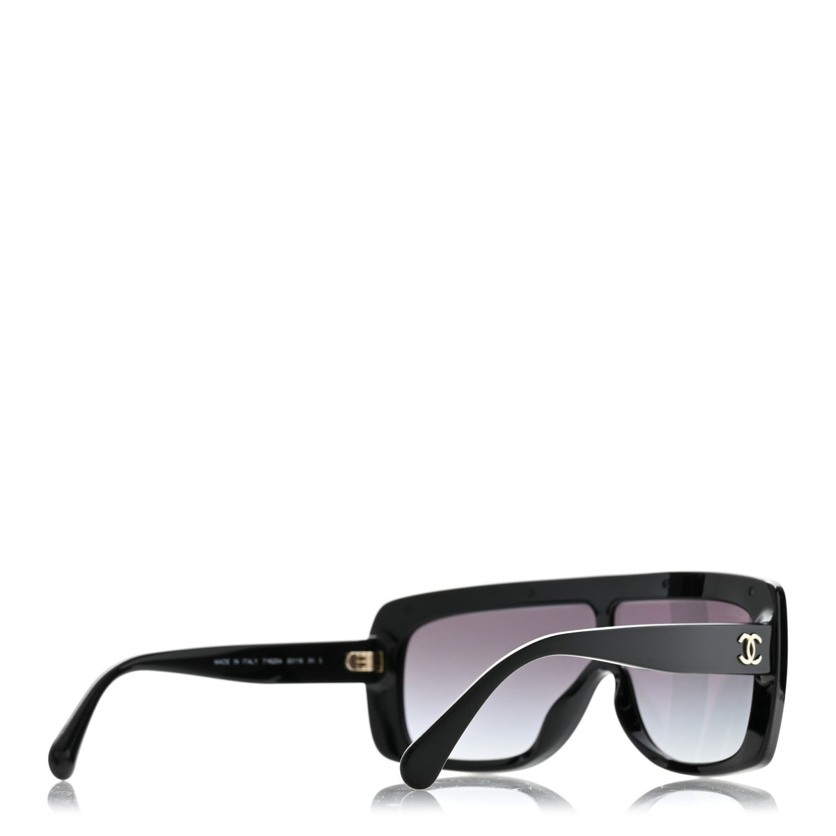 Acetate Calfskin Chain Rectangle Sunglasses 71625A Black