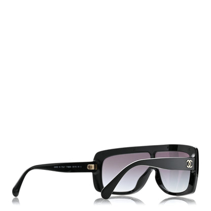 Chanel Acetate Calfskin Chain Rectangle Sunglasses 71625A Black 4 of 10
