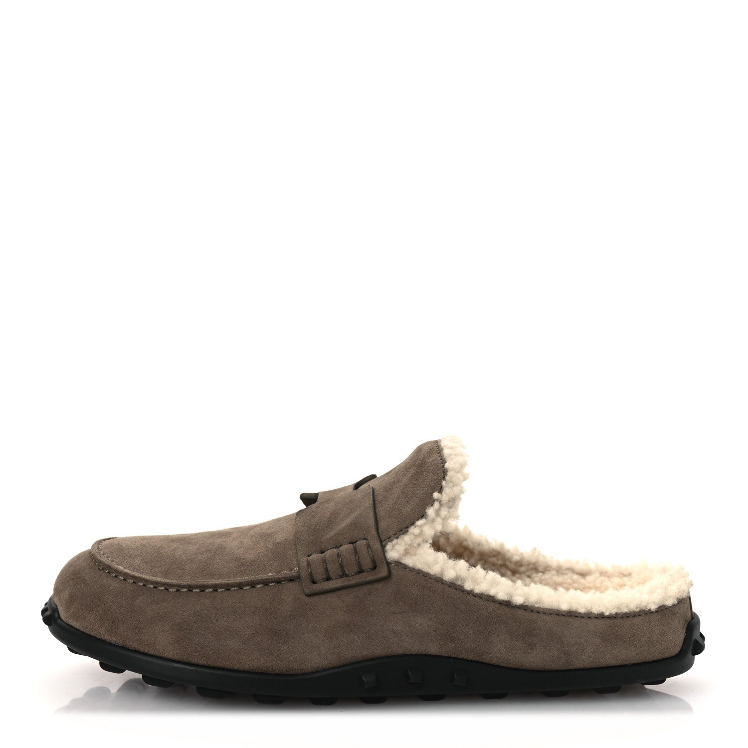 Hermes Suede Goatskin Shearling Go Mules 38 Brun Frume Ecru 1 of 11