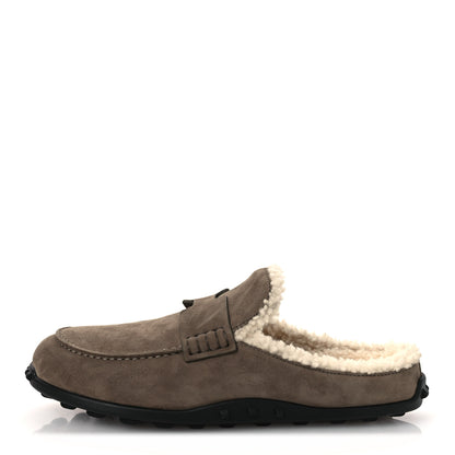 Hermes Suede Goatskin Shearling Go Mules 38 Brun Frume Ecru 1 of 11