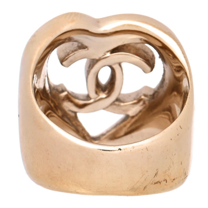 Chanel Metal CC Heart Ring 52 Gold 3 of 5