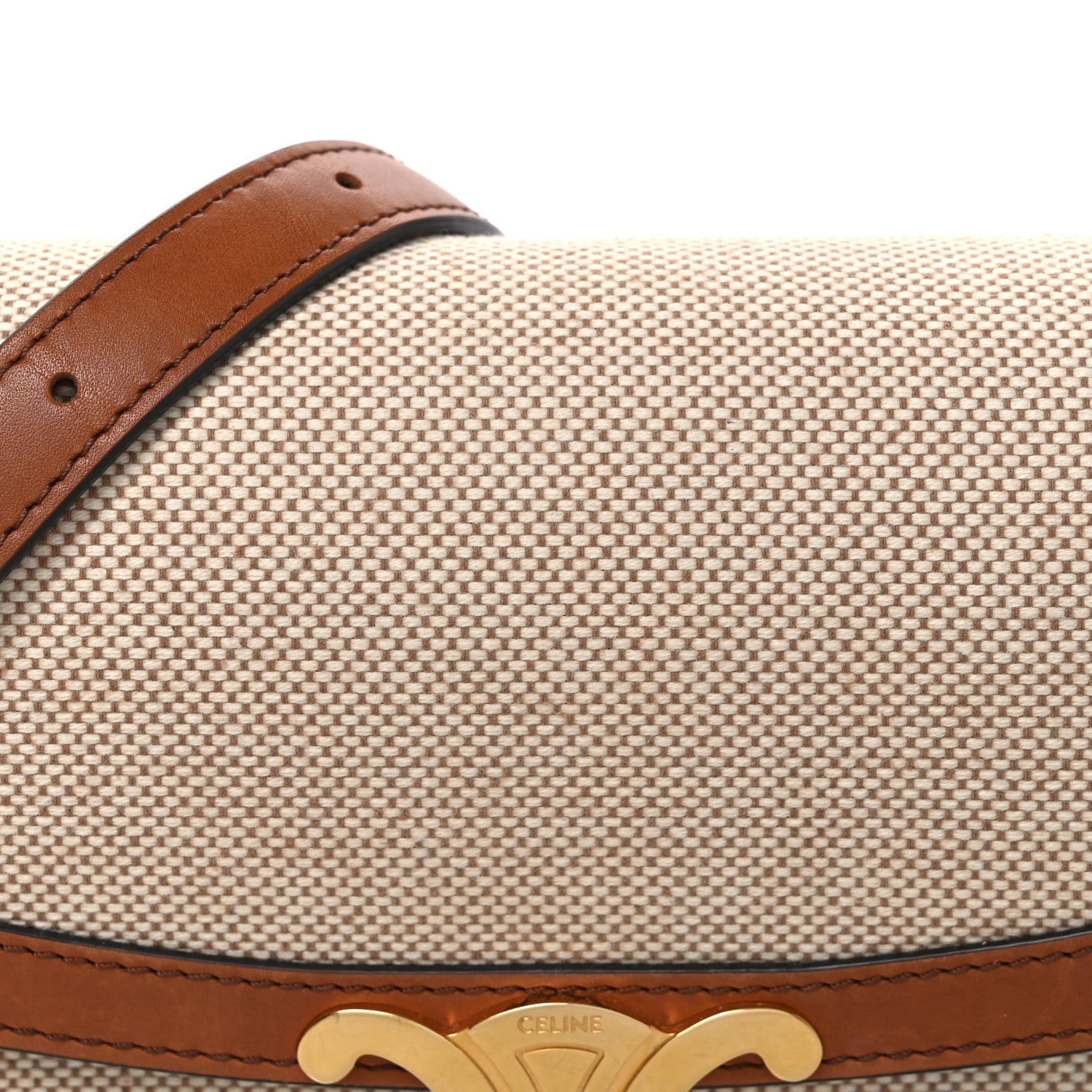 Celine Textile Natural Calfskin Teen Triomphe White Tan 9 of 13