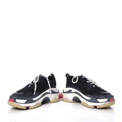 Balenciaga Fabric Mesh Washed Effect Womens Triple S Sneakers 37 Black Red 5 of 18