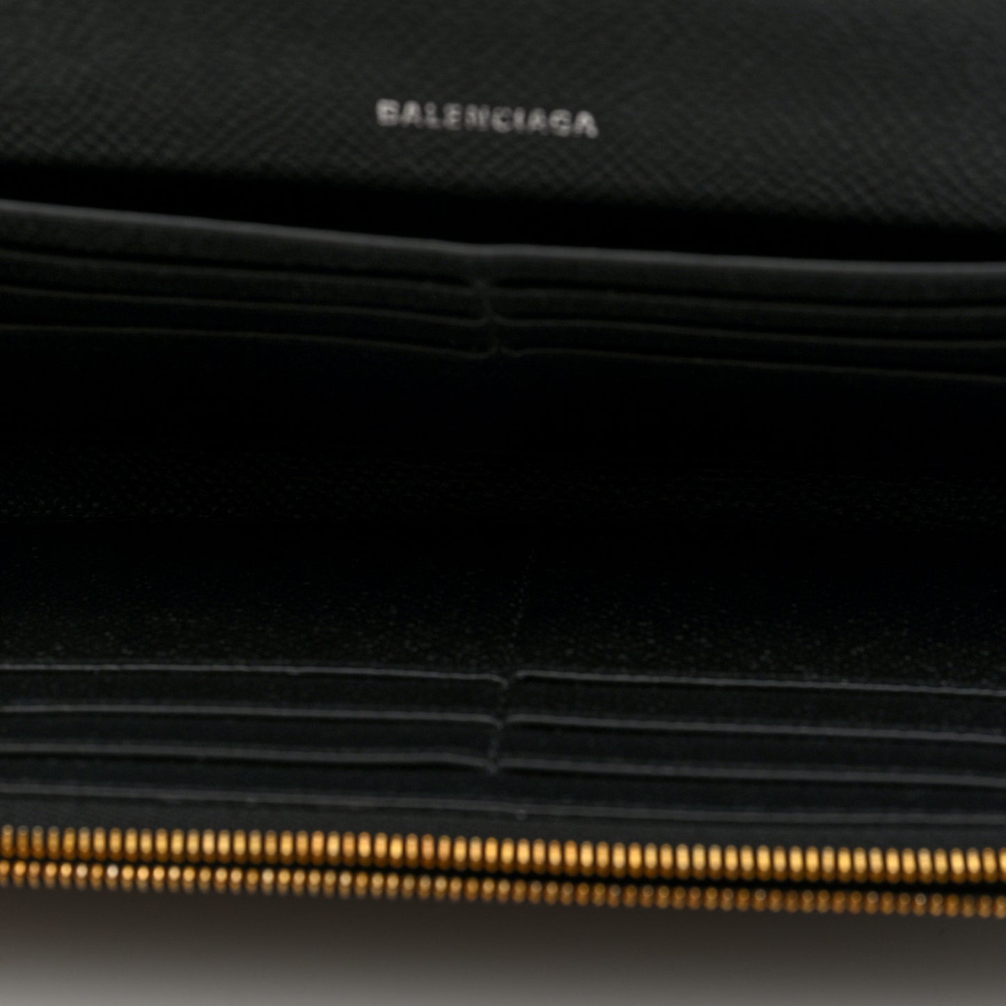 Grained Calfskin Logo Cash Thin Money Wallet Black White