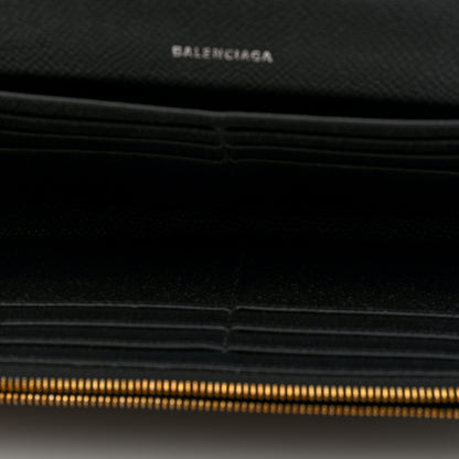Balenciaga Grained Calfskin Logo Cash Thin Money Wallet Black White 5 of 6
