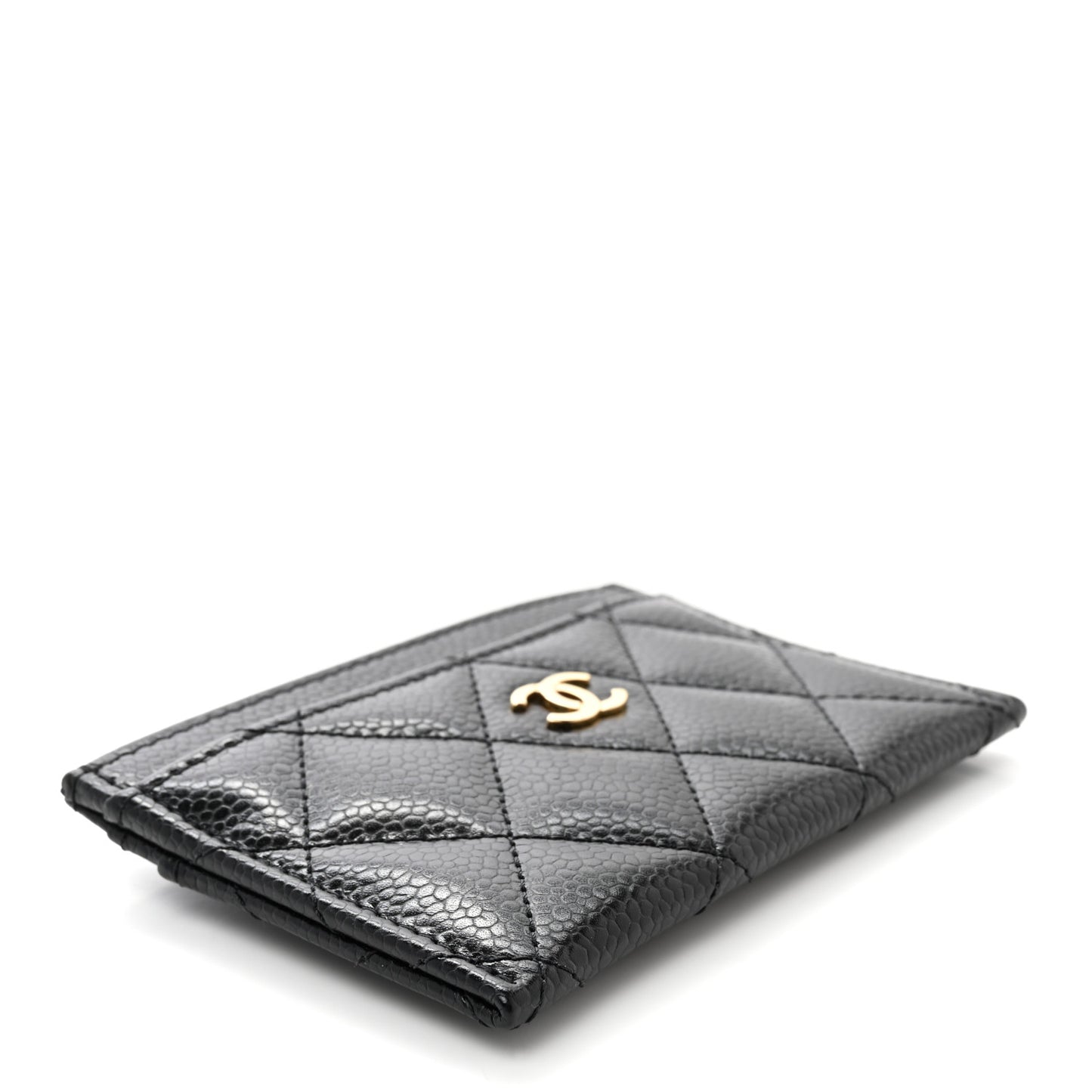 Caviar Quilted Card Holder Black