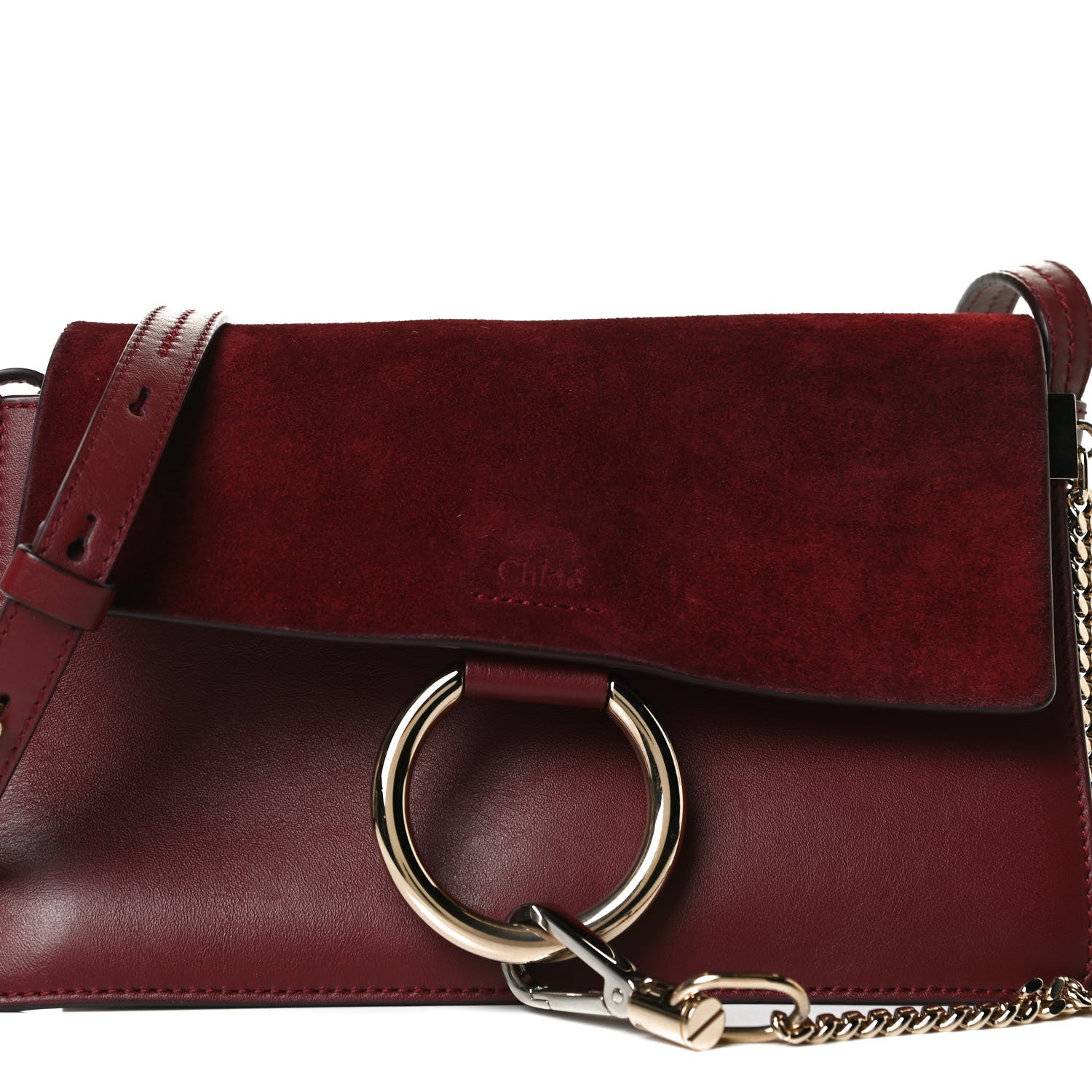 Chloe Suede Calfskin Small Faye Shoulder Bag Plum Purple 7 of 13