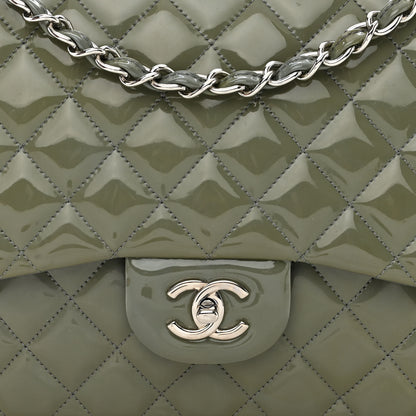 Chanel Patent Quilted Jumbo Single Flap Green 8 of 11