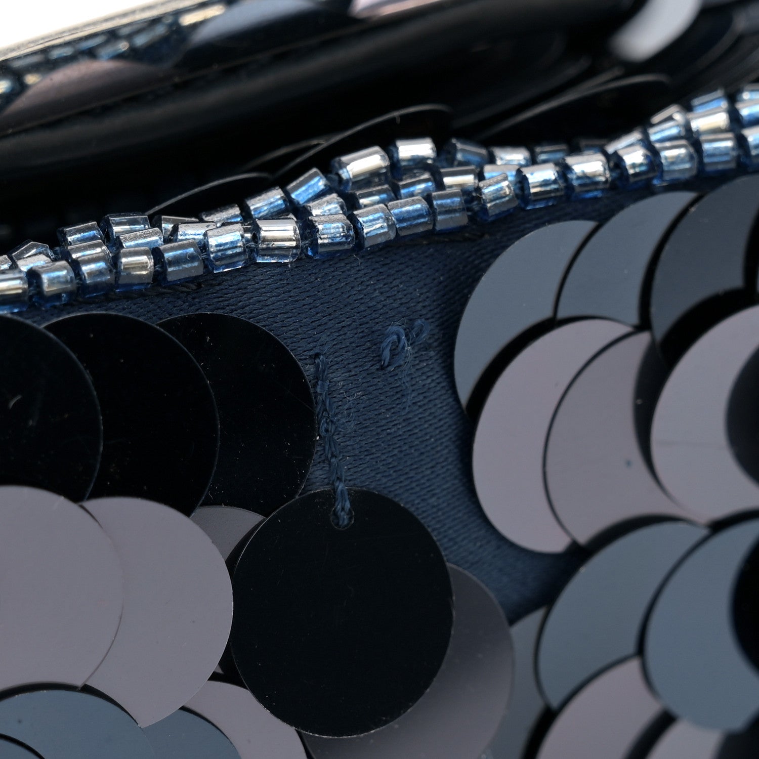 Fendi Sequin Paillettes Vitello Grace Striped Mini Baguette Dark Blue Lunai 10 of 10