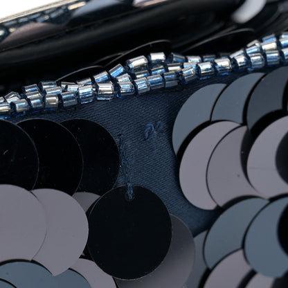 Fendi Sequin Paillettes Vitello Grace Striped Mini Baguette Dark Blue Lunai 10 of 10