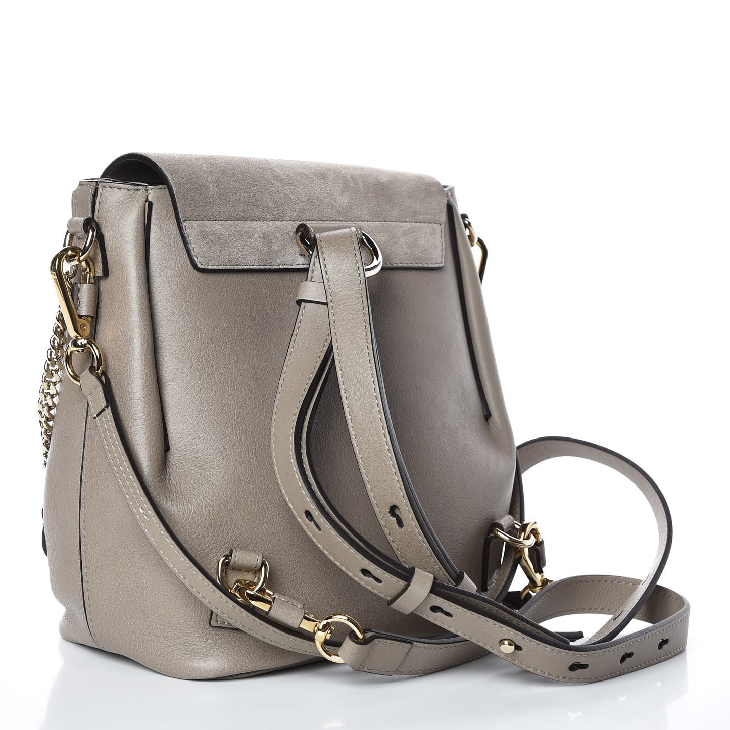 Suede Calfskin Small Faye Backpack Motty Grey