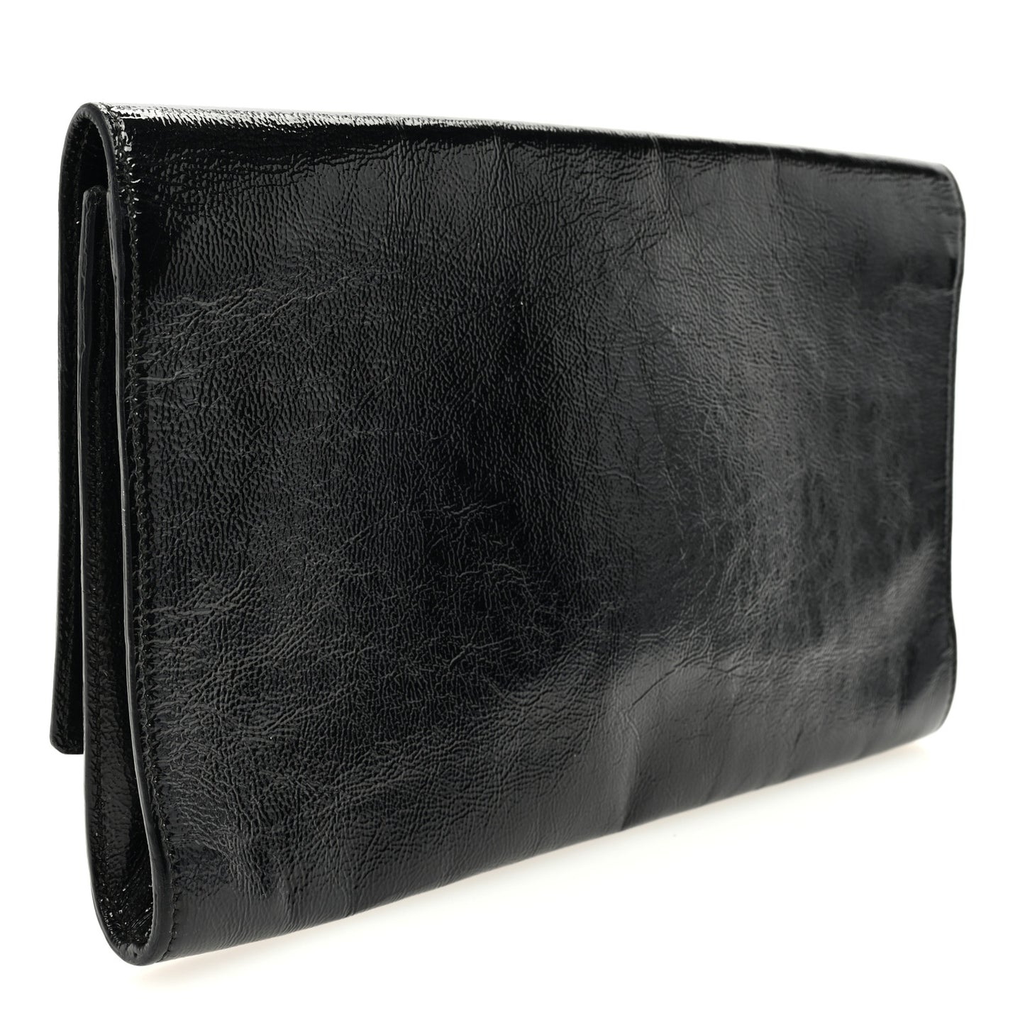 Textured Patent Monogram Large Belle De Jour Clutch Black