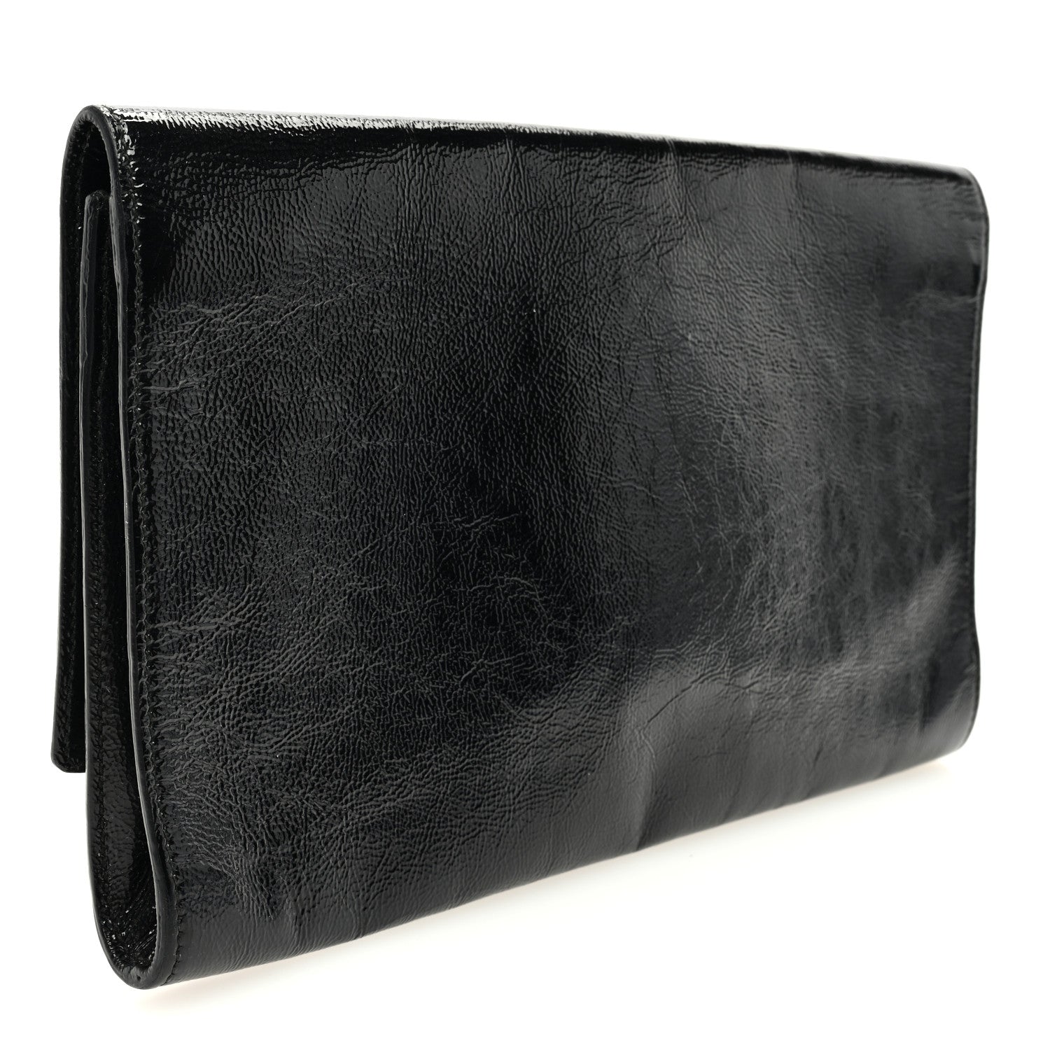 Saint Laurent Textured Patent Monogram Large Belle De Jour Clutch Black 3 of 9