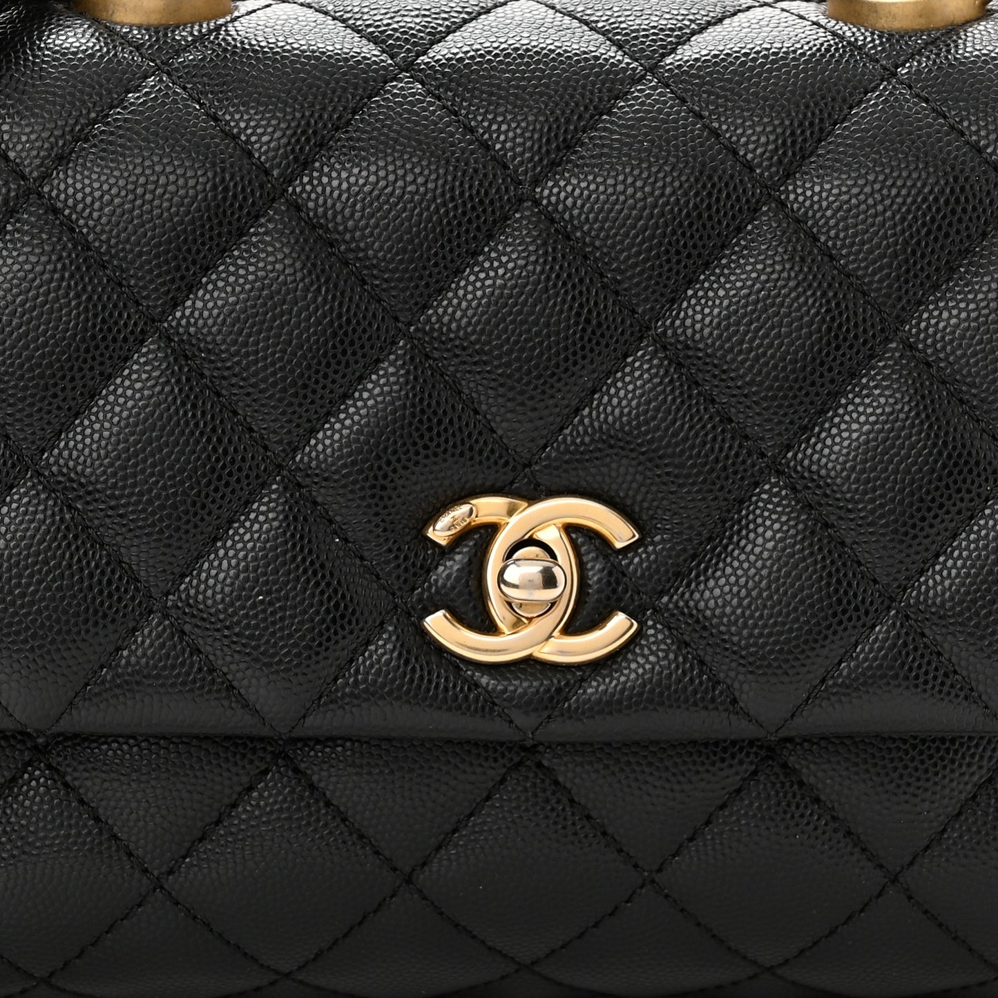 Caviar Quilted Mini Coco Handle Flap Black