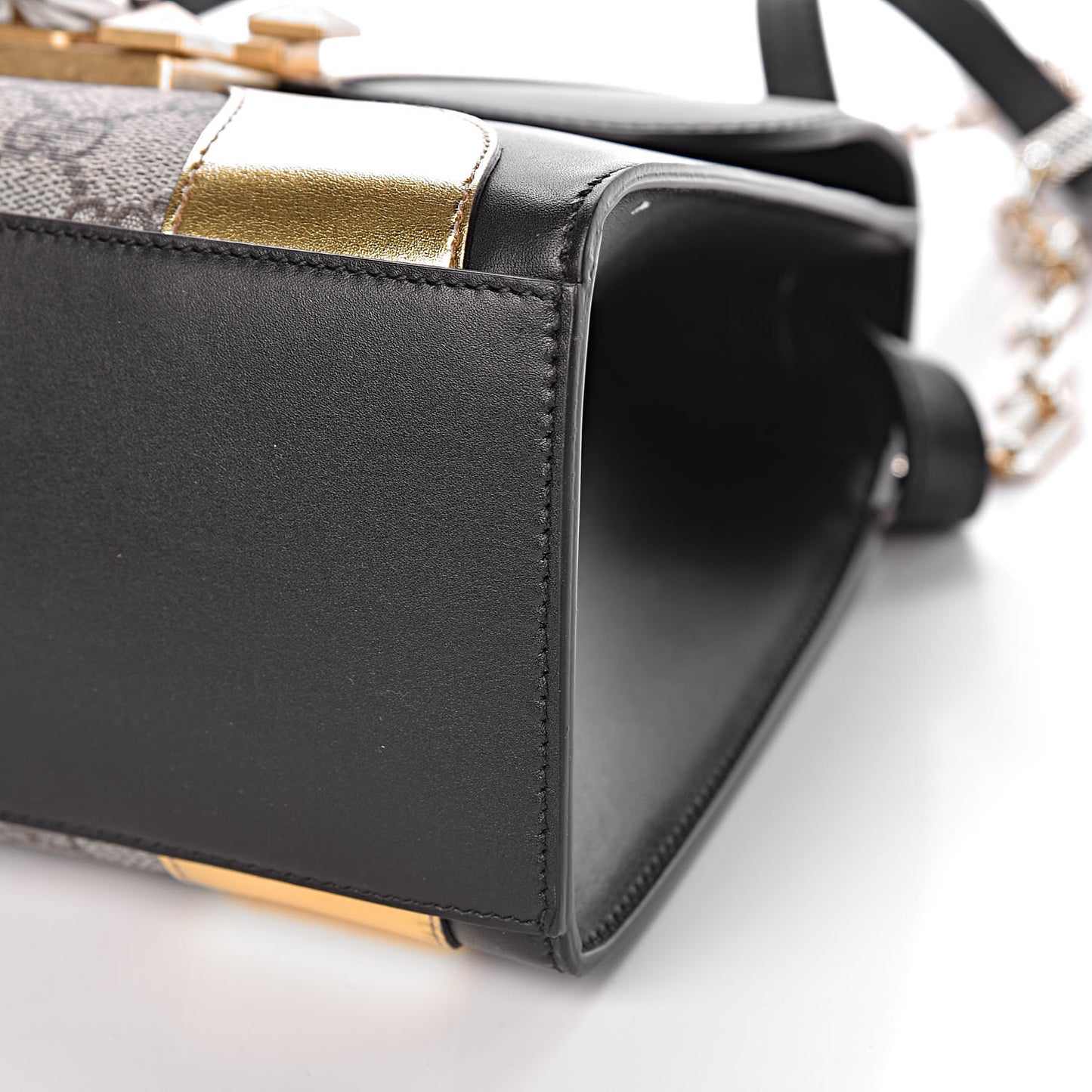 GG Supreme Monogram Small Osiride Top Handle Bag Black Gold
