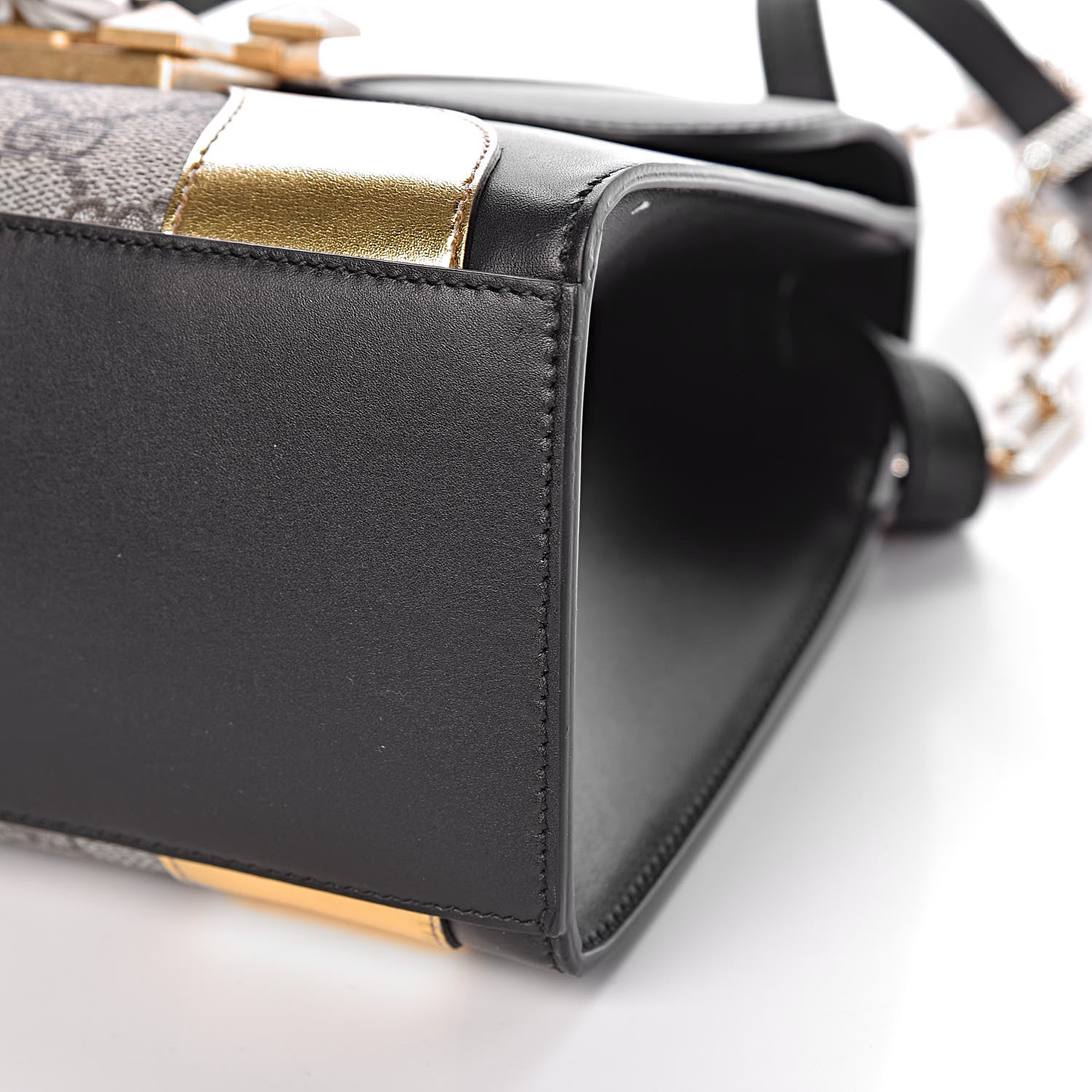 Gucci GG Supreme Monogram Small Osiride Top Handle Bag Black Gold 11 of 12