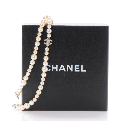 Chanel Pearl Baguette Crystal CC Long Necklace Gold 7 of 7