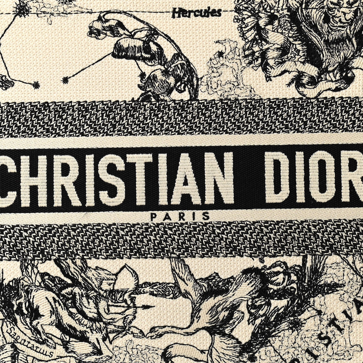 Christian Dior Canvas Zodiac Toile De Jouy Embroidered Medium Book Tote Latte 8 of 11