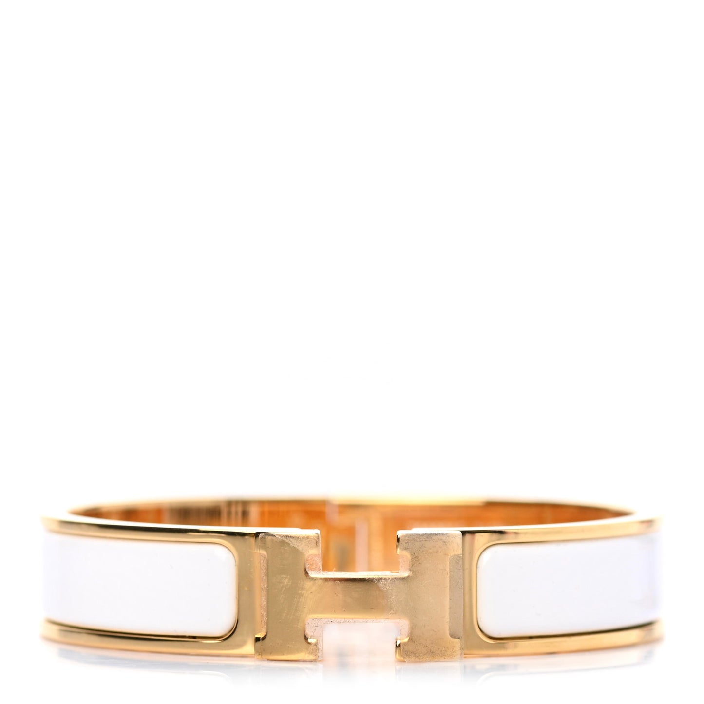 Enamel Narrow Clic Clac H Bracelet PM White
