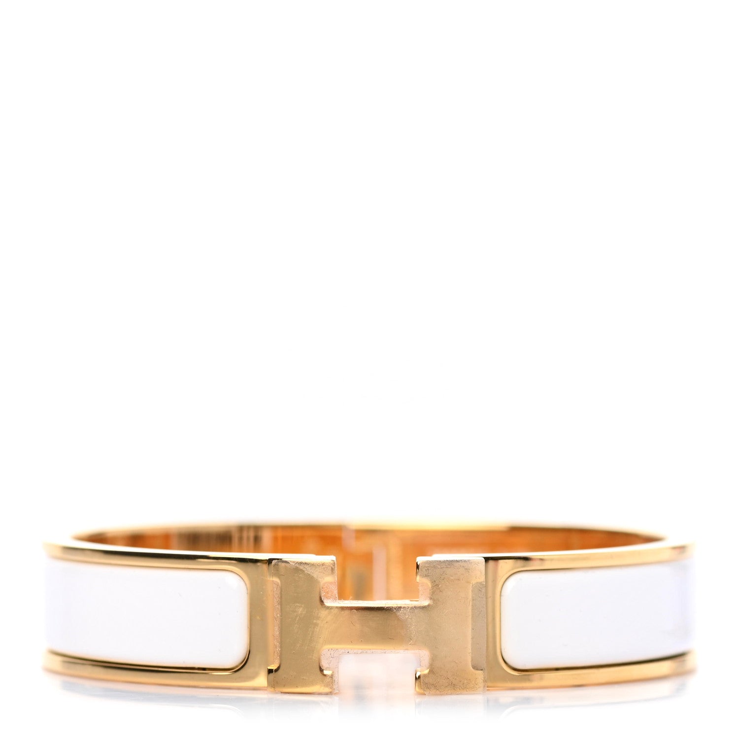 Hermes Enamel Narrow Clic Clac H Bracelet PM White 1 of 4