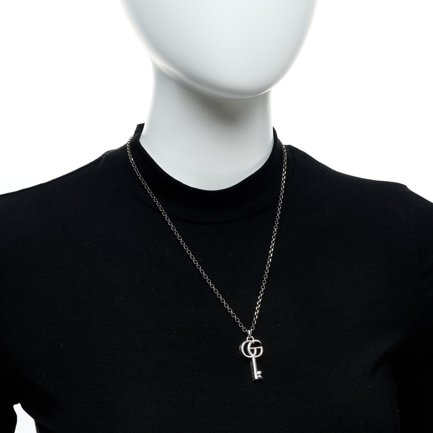 Sterling Silver Double G Key Pendant Necklace