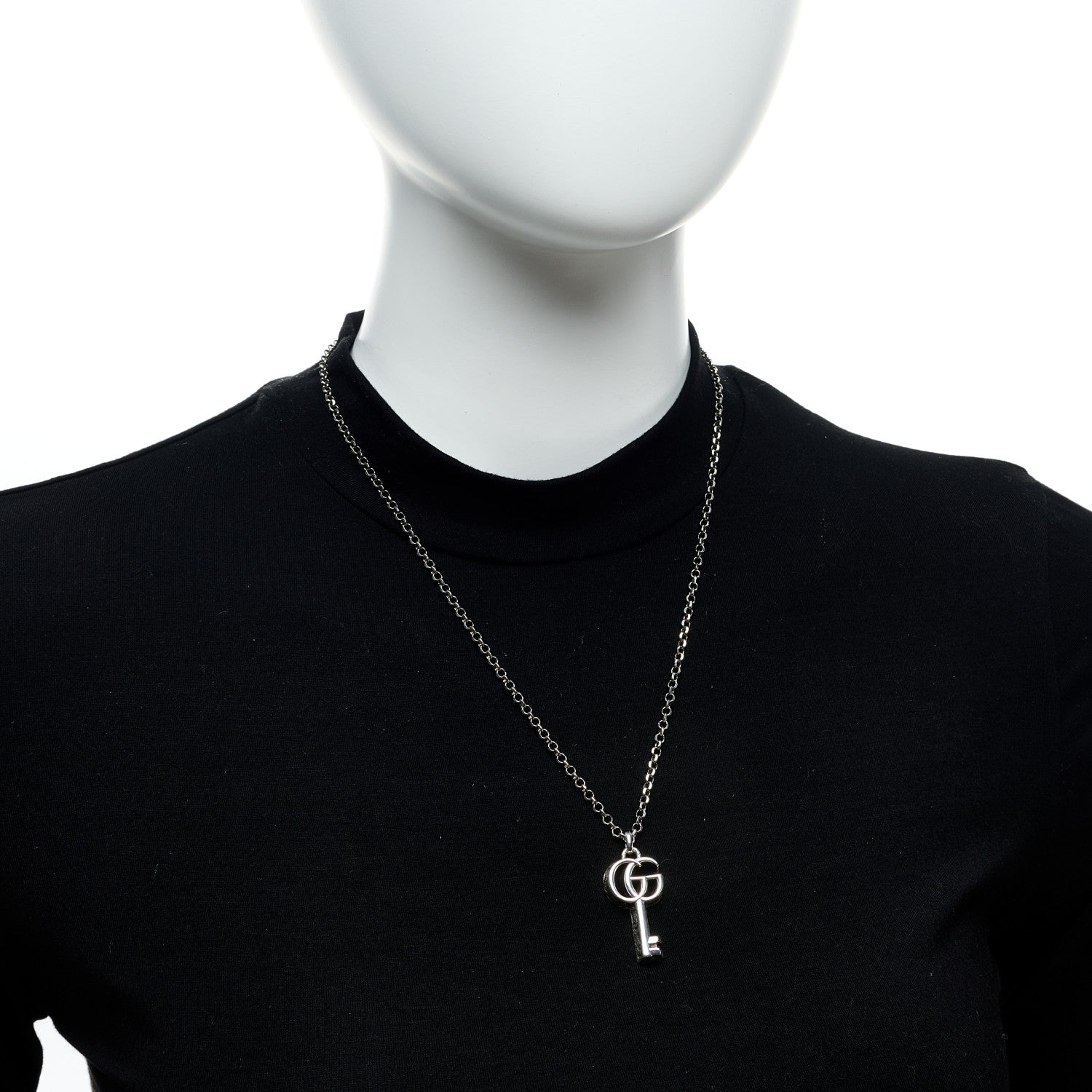 Gucci Sterling Silver Double G Key Pendant Necklace 2 of 5