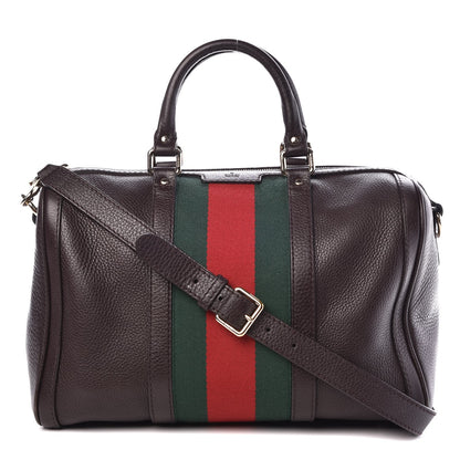 Gucci Calfskin Vintage Web Medium Boston Dark Brown 1 of 11