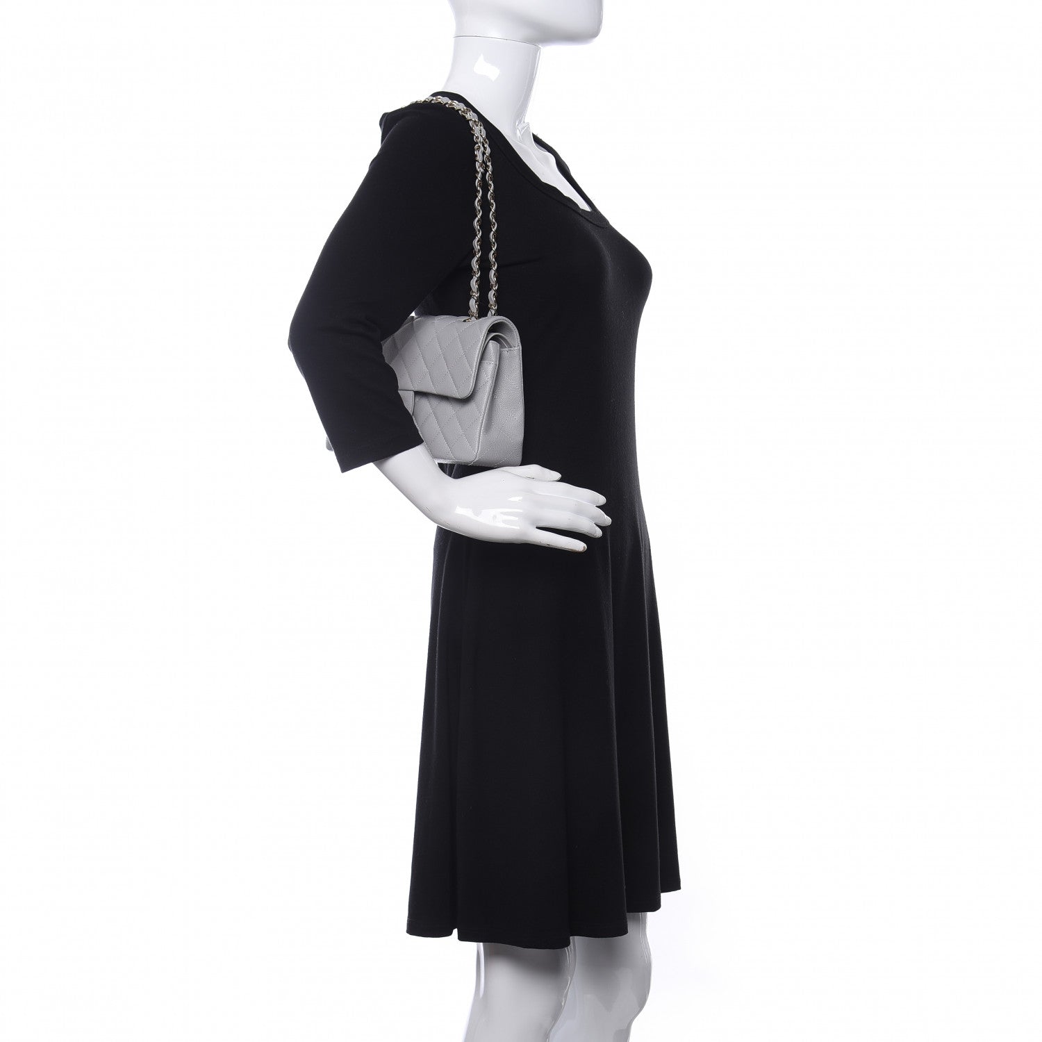 Chanel Caviar Quilted Small Double Flap Grey 2 of 13