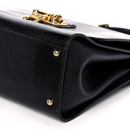 Dolce & Gabbana Lizard Calfskin Embossed Medium Monica Top Handle Bag Black 10 of 12
