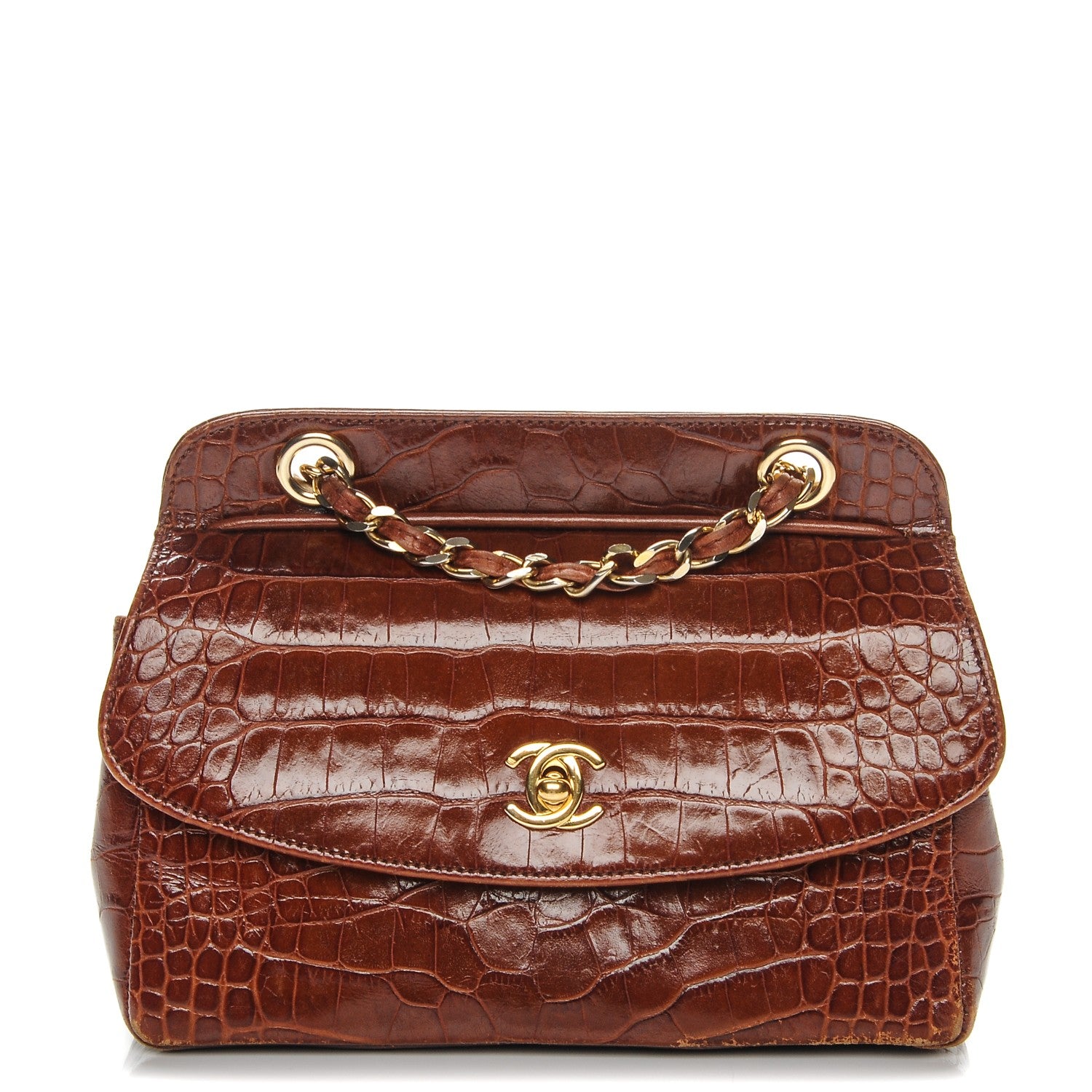 Chanel Alligator Mini Flap Shoulder Bag Brown 1 of 9
