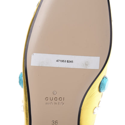 Gucci Metallic Nappa Crystal Womens Princetown Slippers 36 Gold 9 of 9