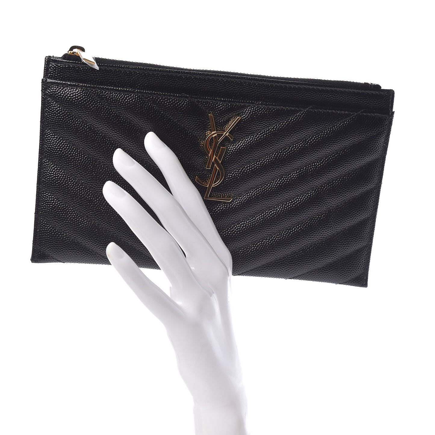 Grain De Poudre Chevron Monogram Bill Pouch Black