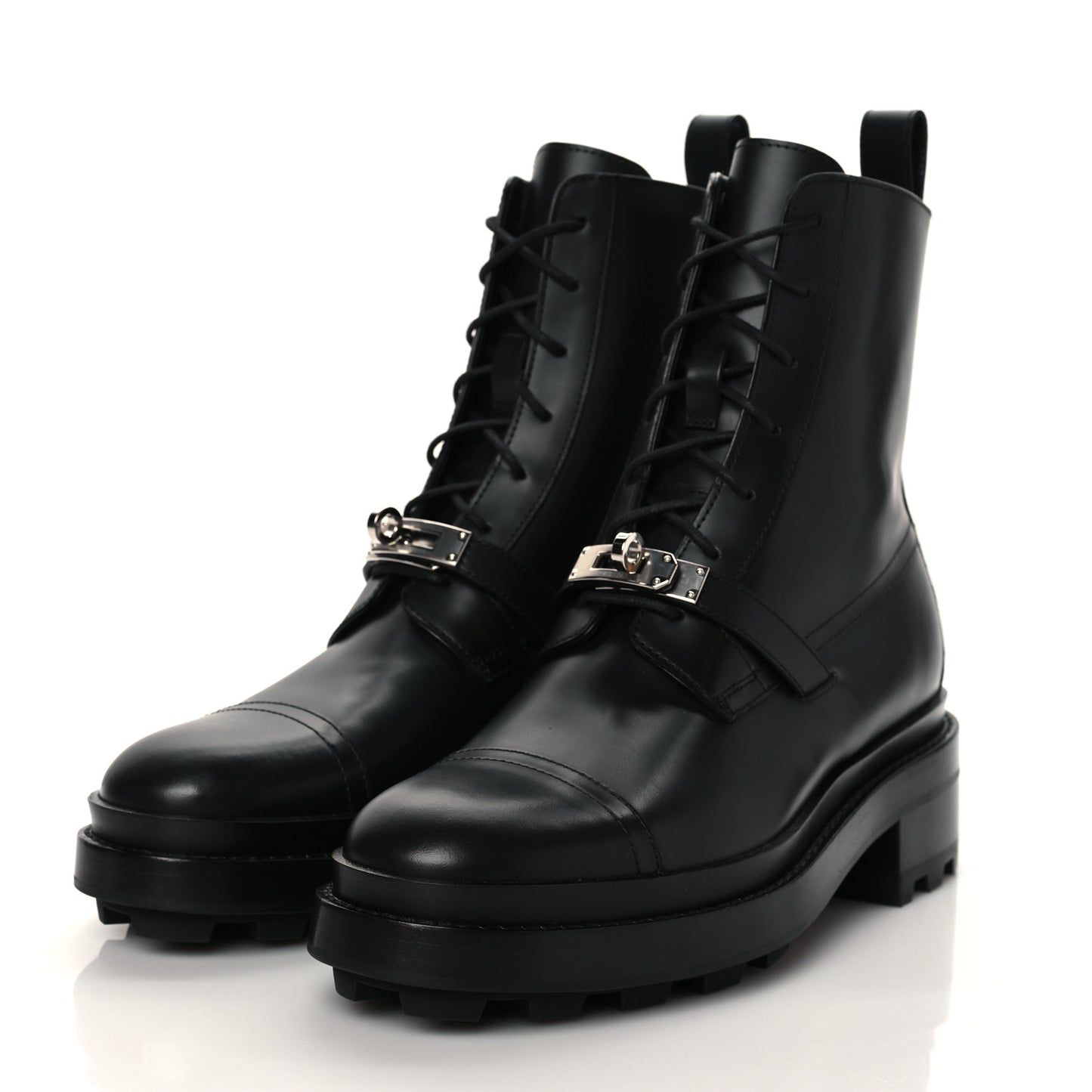 Glossed Calfskin Funk Ankle Boots 37.5 Black
